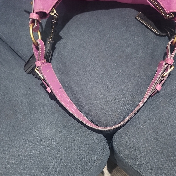 Dooney & Bourke Fuchsia and Black Hobo Bag - Picture 6 of 10